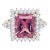 Vivid Pink 7 Carat Radiant Cut Tourmaline Ring with Round Diamond Halo in 18K Go, Size 8 For Sale