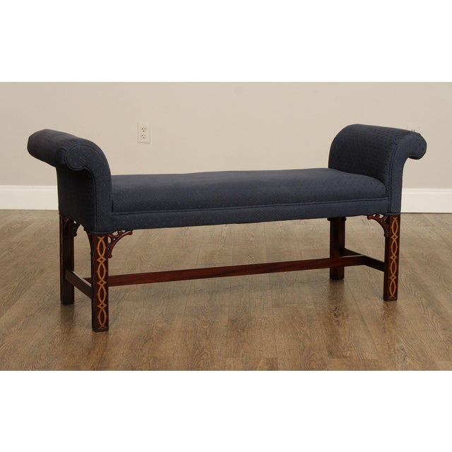 Chinese Chinese Chippendale Mahogany Fretwork Window Bench For Sale - Image 3 of 12