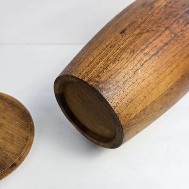 Vintage Style After Dansk Congo Staved Teak Ice Bucket by Jens Quistgaard - 16" Danish Modern For Sale In Baltimore - Image 6 of 7