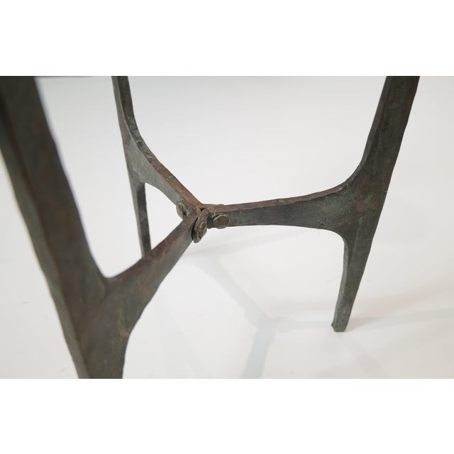 A sculptural and commanding Brutalist candle holder, standing at an impressive 32 inches in height. Crafted in solid...