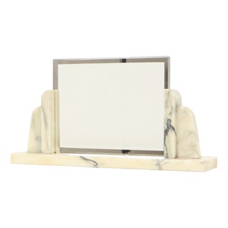 Large Art Deco Photo Frame in Marble and Glass with Mirrored Border, 1930s For Sale