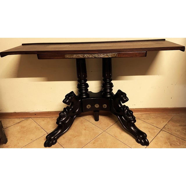 Neo-Renaissance Historic Revival Style Black and Brown Console Table, Late 19th-Early 20th Century For Sale - Image 3 of 18