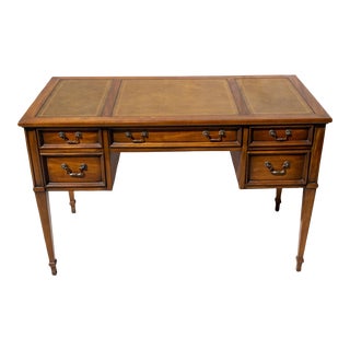 Mid 20th Century Vintage Sligh-Lowry Mid Century Leather & Wood Desk For Sale