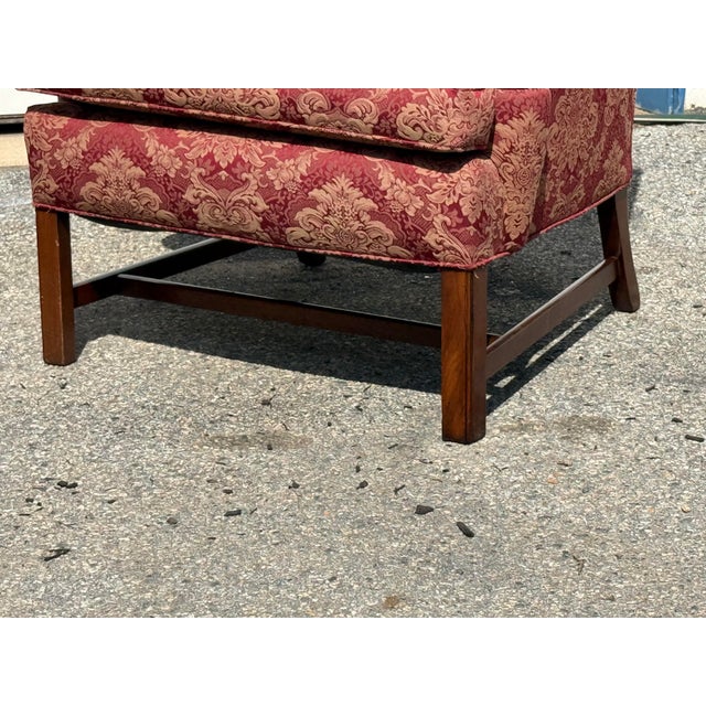 Pair of Chippendale Style Straight-Leg Fireside Wingback Chairs For Sale - Image 9 of 12