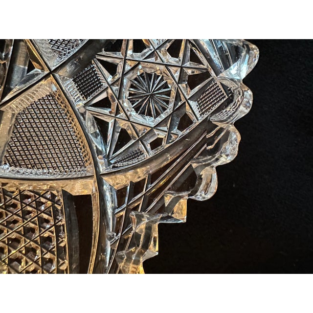 Antique, American Brilliant Period Crystal Glass Hand Cut Low Bowl Made by J Hoare For Sale - Image 10 of 13