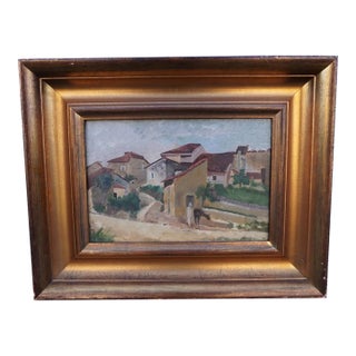 Ramon Casas Spanish Village Scene Oil on Canvas For Sale
