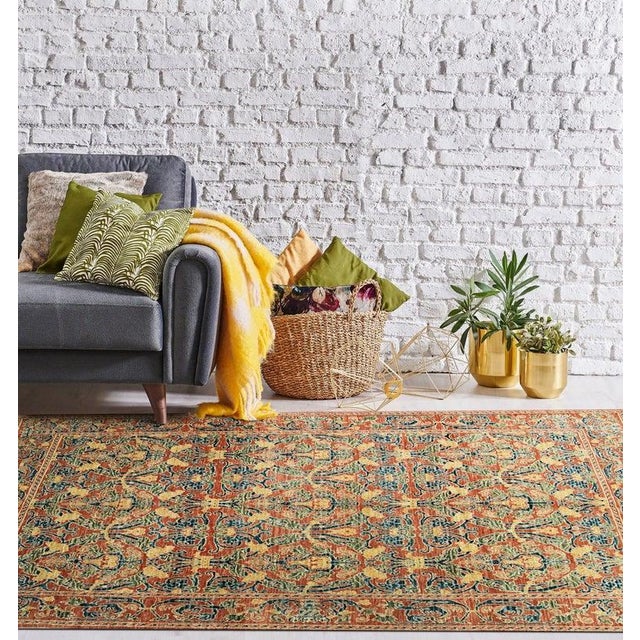 Contemporary 9x12 Coral Hand-Knotted Wool Floral Trelliswork European Modern Carpet Rug For Sale - Image 3 of 3