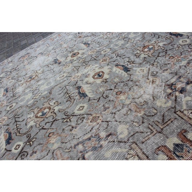 Dove Gray Vintage Hand Knotted Distressed Rug - 62"x114.5" For Sale - Image 8 of 13