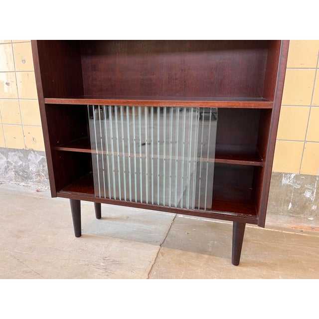 Brown Danish Bookcase with Glass Display, 1960s For Sale - Image 8 of 9