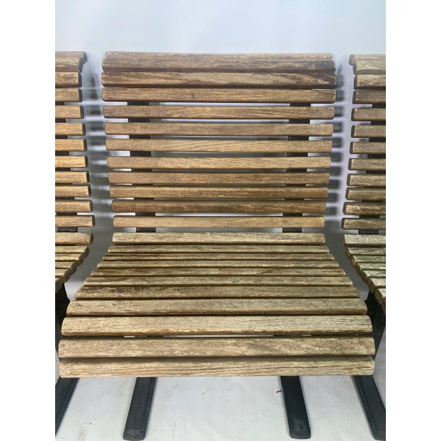 1950s Mid Century Falcon Oak Slatted Cast Iron Bench For Sale - Image 5 of 11