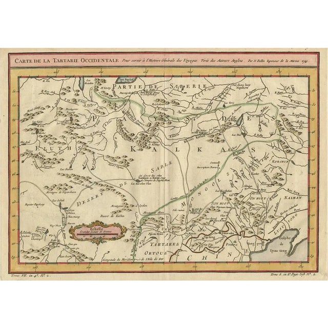 Hand-Colored Map of Western Tartary with Focus on Present-Day Mongolia, 1749 For Sale