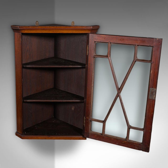 Small Antique Glazed Corner Cupboard, English, Wall Display Cabinet, Edwardian For Sale - Image 4 of 9