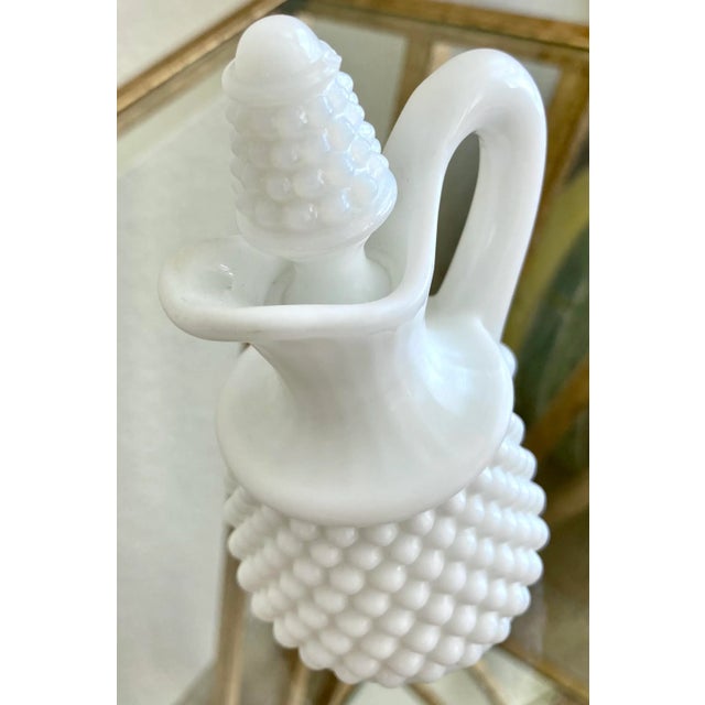 Westmoreland Glass Mid 20th-Century, Pattern #77 American Hobnail Milk Glass Cruet For Sale - Image 9 of 13