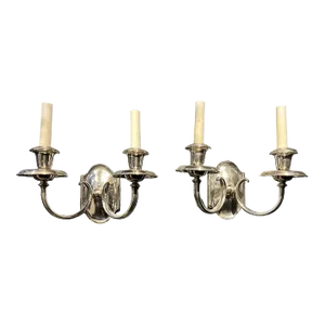 A Pair of 1920s Silver Plated Caldwell Sconces