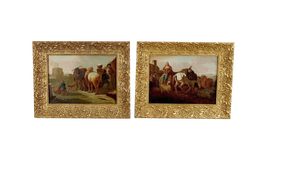 Spanish Artist, Scenes, Mid-1800s, Oil on Canvases, Framed, Set of 2