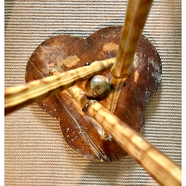 Late 19th Century Tortoiseshell Bamboo Tripod Leg Birdseye Maple Clover Top Side or Drink Table For Sale - Image 12 of 12
