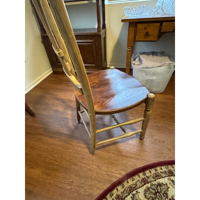Brown Vintage 1999 French Country Wheatback Dining Chair Solid Wood Made in Slovenia For Sale - Image 8 of 12
