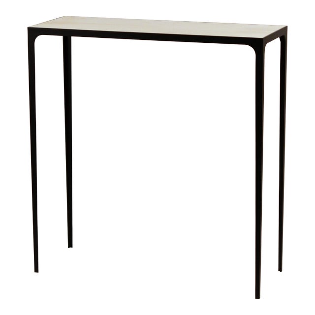 Long 'Esquisse' Wrought Iron and Cream Parchment Console by Design Frères For Sale