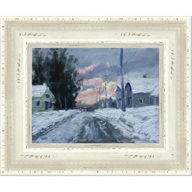 Wood Winter Dusk, Contemporary Landscape Oil Painting For Sale - Image 7 of 10