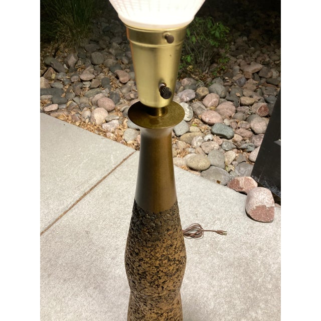 Mid-Century Modern Tall Walnut & Cork Table Lamp For Sale In Denver - Image 6 of 13