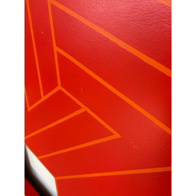 Wood Vintage Large Hard Edge Abstract Geometric Shaped Painting, Manner of Frank Stella For Sale - Image 7 of 10