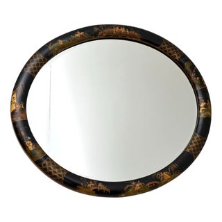 Antique Lacquered Chinoiserie Mirror, 1920 For Sale