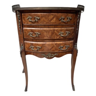 Louis XV Style Marquetry Half-Moon Commode with Cube Base, 1900s For Sale