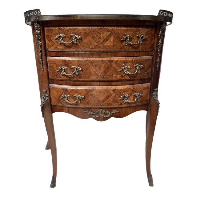 Louis XV Style Marquetry Half-Moon Commode with Cube Base, 1900s For Sale