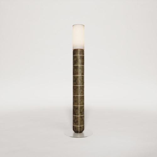 Navazi large floor lamp in ceramic, linen & frosted glass by svitanok one of a kind. Dimensions: ø 16 x h 145 cm....