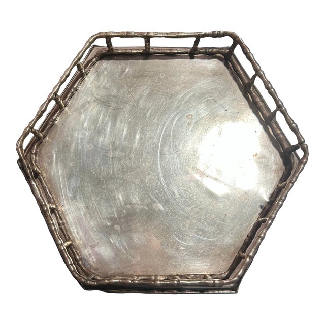 Vintage Brass Faux Bamboo Tray For Sale