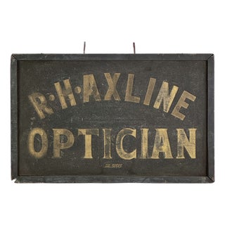 Optician Large Antique Double Sided Gilt on Black Wood Trade Sign For Sale