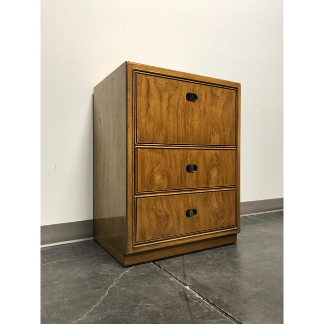 DREXEL HERITAGE Preface Pecan Campaign Chinoiserie Chest / Nightstand | Chairish