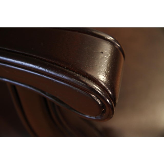 Brown Tufted Brown Leather Executive Swivel Chair With Brass Nailhead Trim and Casters For Sale - Image 8 of 17