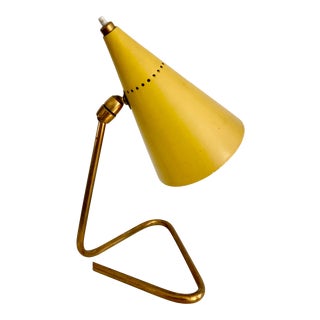 1950s Vintage Giuseppe Ostuni Yellow Cone Table Lamp For Sale