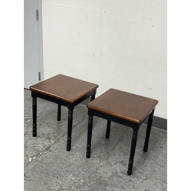 Shabby Chic Two-Tone Side Tables, Vintage Pair For Sale - Image 3 of 12