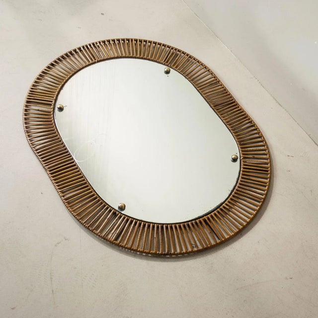 Italian Wrought Iron Bamboo Mirror Frame, 1950s For Sale - Image 6 of 9
