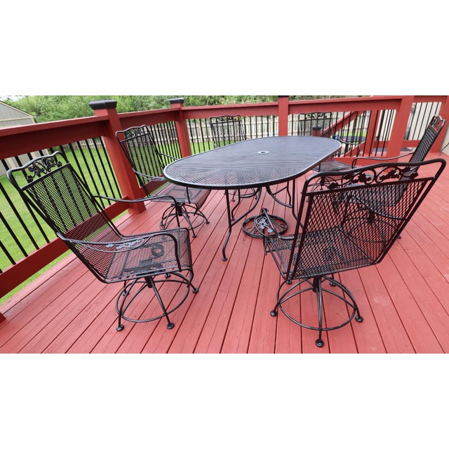 Mid 20th Century Meadow Craft "Dogwood" Iron Family Patio Set For Sale - Image 5 of 12