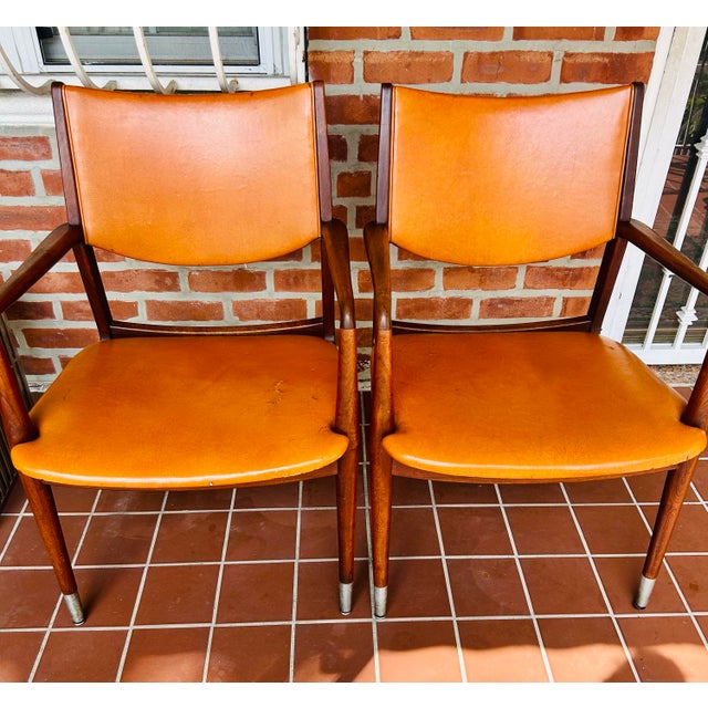 1960s Pair of Stow and Davis Mid -Century Walnut and Brass Chairs For Sale - Image 5 of 9
