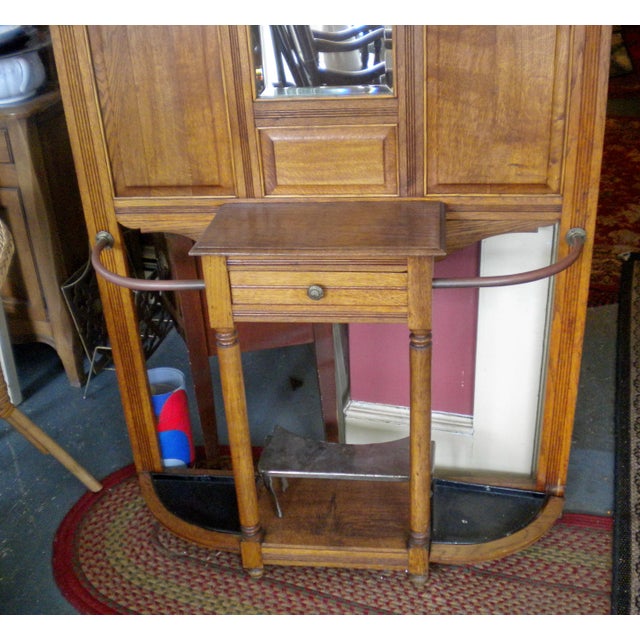 Antique Oak Hall Stand Umbrella Rack Chairish