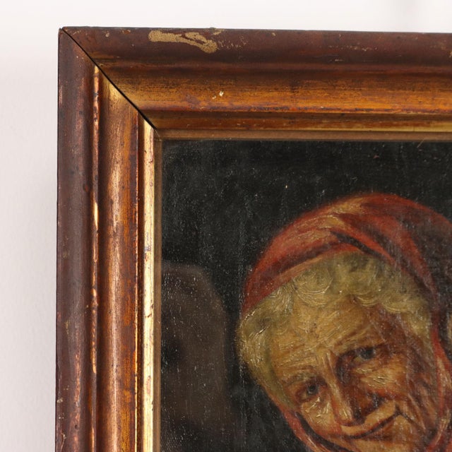 Blue Elderly Couple, Oil on Canvas, Framed For Sale - Image 8 of 10