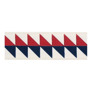 Schumacher Quilted Diamond Tape Trim in Americana For Sale