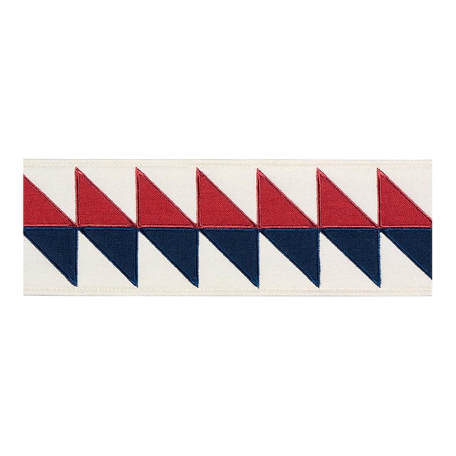 Schumacher Quilted Diamond Tape Trim in Americana For Sale