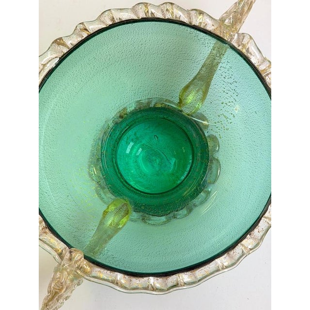 Venetian Style Murano Glass Tazza with Gold Inclusions, Italy, 1950s For Sale - Image 4 of 10