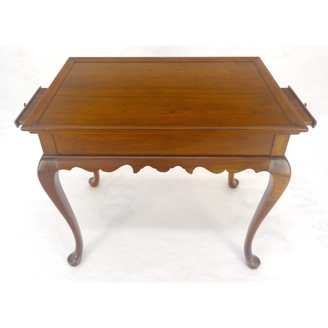 Late 20th Century Queen Ann Solid Mahogany Pull Out Trays Gallery Top Side End Table MINT For Sale - Image 5 of 9