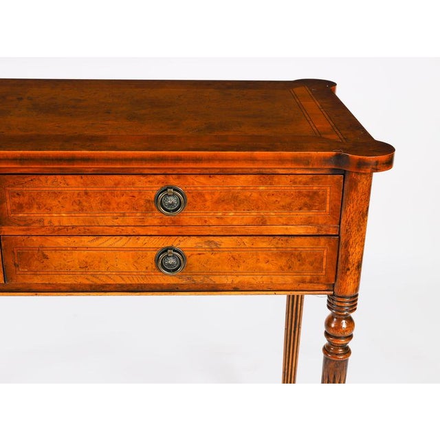 Wood Vintage English Bur Walnut Console Table, 1950s For Sale - Image 7 of 18