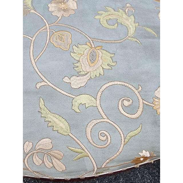 A Set Four Provincial Style Fruitwood And Embroidered Ultrasuede Upholstery Side Chairs. Measure 21" in width, 21" in...