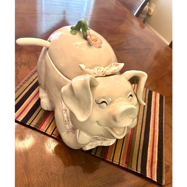Fitz and Floyd Vintage Fitz and Floyd Ceramic Pig Tureen For Sale - Image 4 of 5