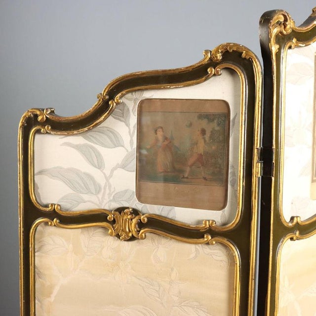 Baroque Screen in Gilt and Lacquered Wood For Sale - Image 3 of 11