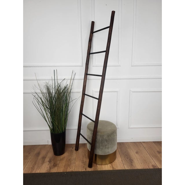 Vintage Italian Rustic Wooden Ladder Stair Step, 1980s For Sale - Image 4 of 8