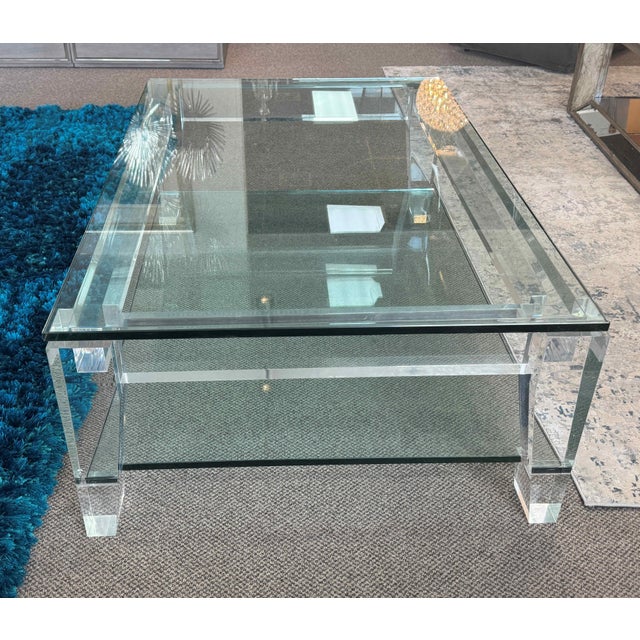 Late 20th Century Two-Tier Lucite and Glass Coffee Table For Sale - Image 5 of 14